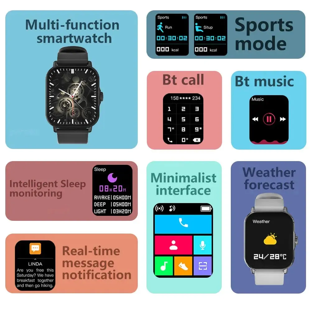 LAXASFIT 2024 New Smart Watch Bluetooth Voice Call Health Monitoring Men Women Smart Watch Gift Android iPhone