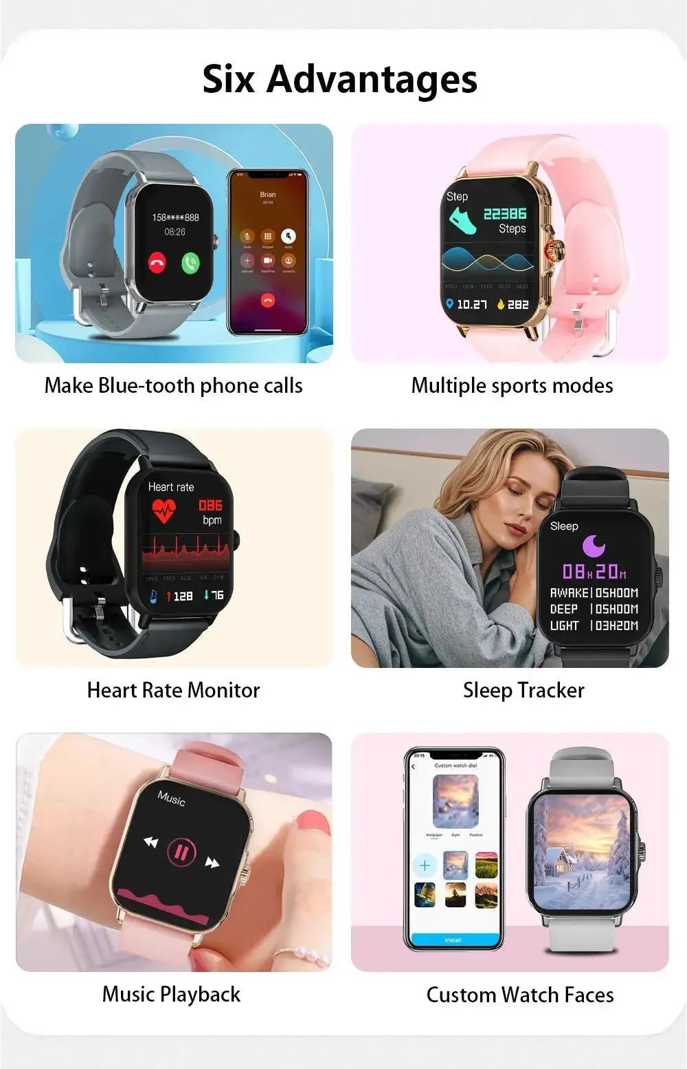 LAXASFIT New Smart Watch 1.73” Inch Customized Dial Health Monitoring Bluetooth Talk Men Women Fashion Watch Gift Android IOS