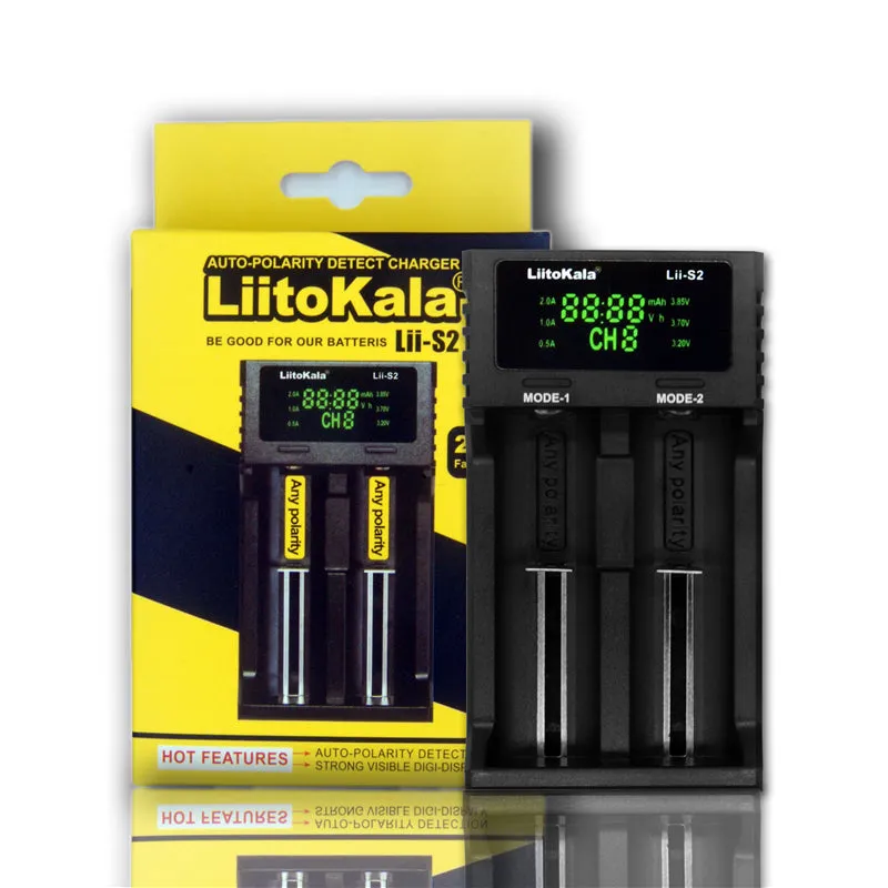 Liitokala Lii-S2 Dual Bay USB Fully Automatic Multi 18650 Battery Charger 21700