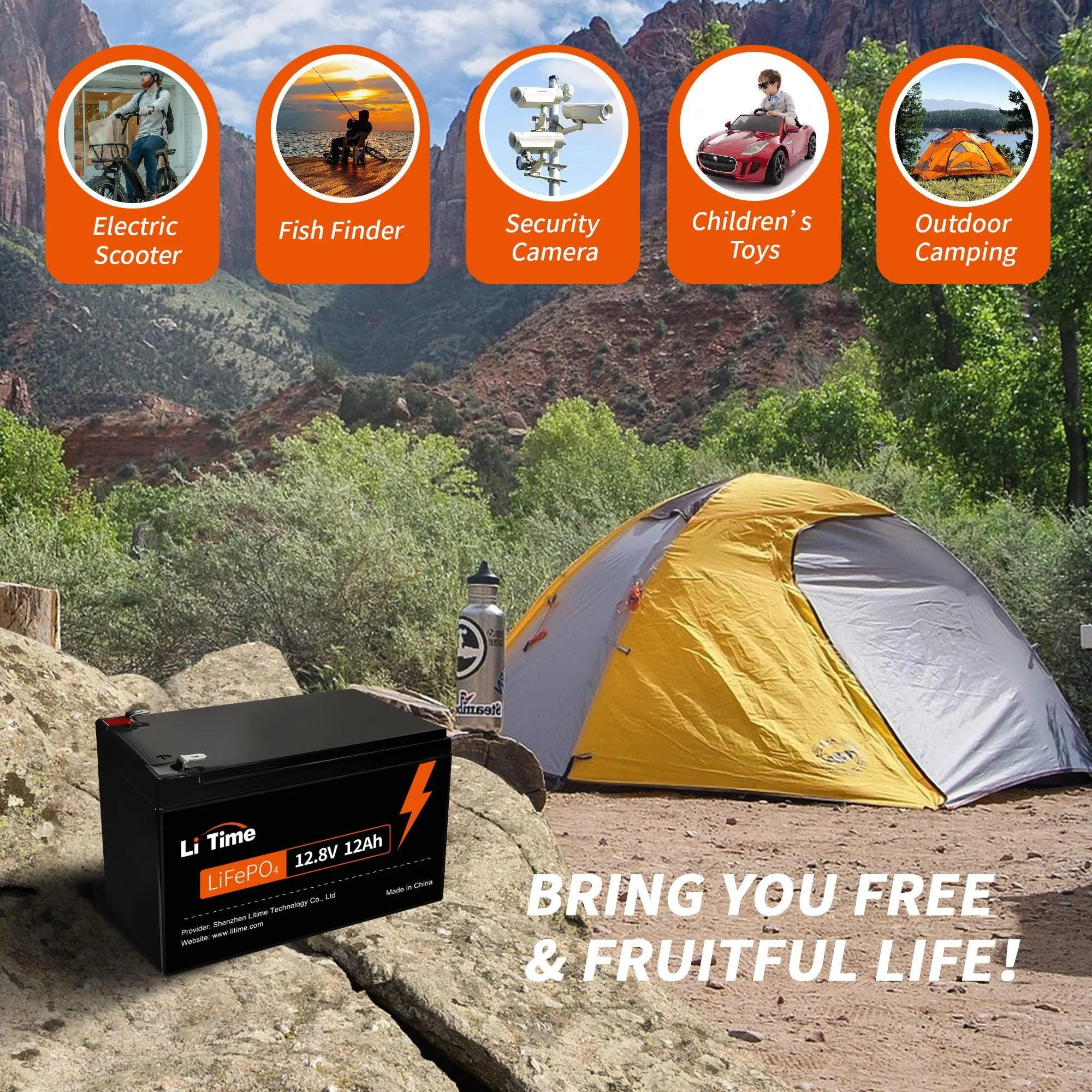 LiTime 12V 12Ah LiFePO4 Lithium Battery For Fish Finder