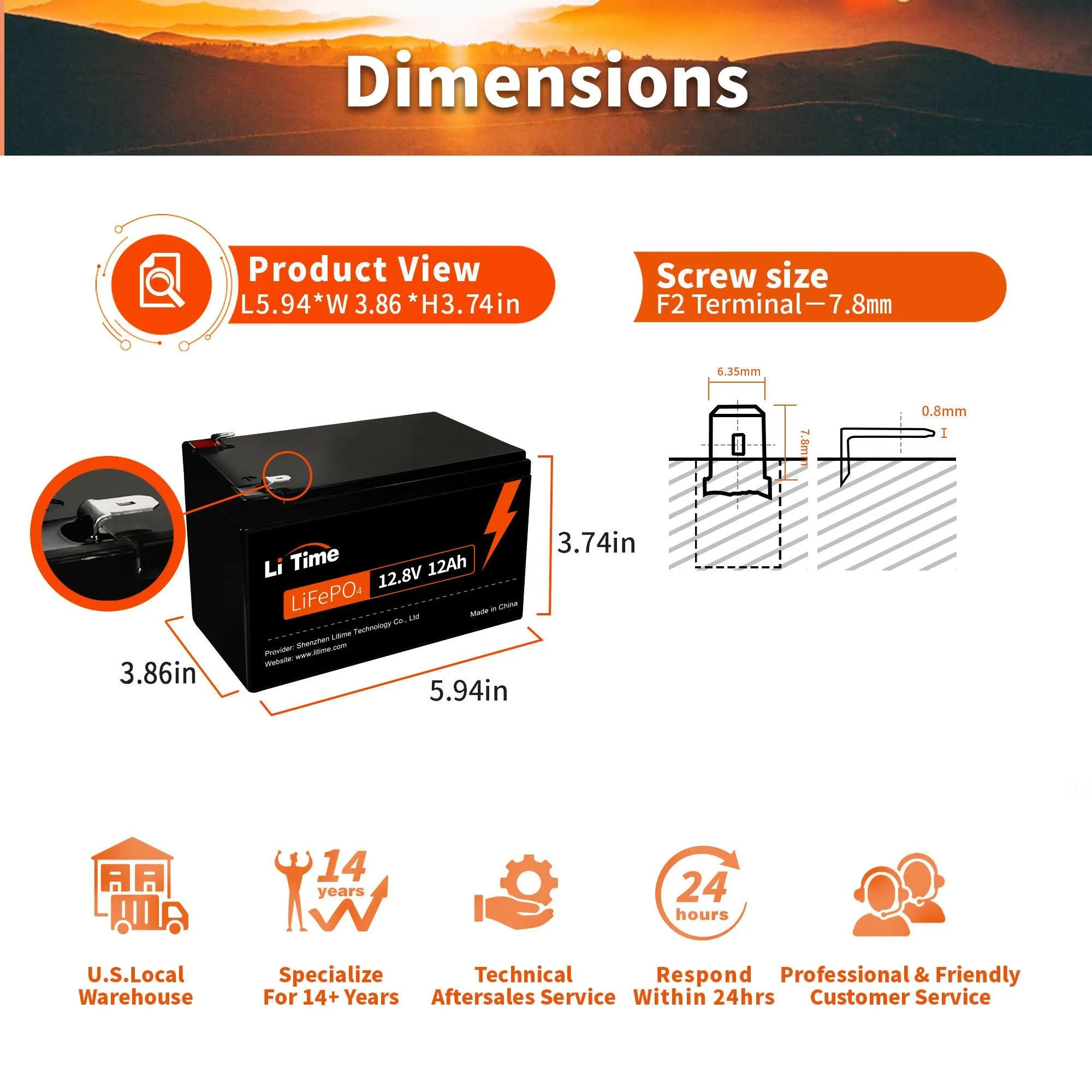 LiTime 12V 12Ah LiFePO4 Lithium Battery For Fish Finder