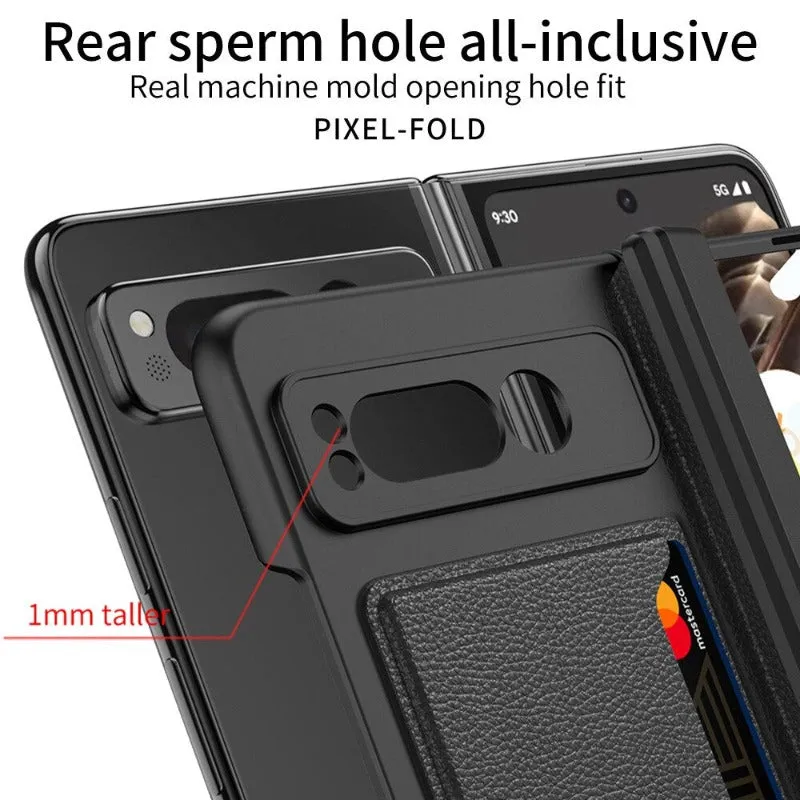 Magnetic Hinge Bracket Leather Card Phone Case For Google Pixel Fold