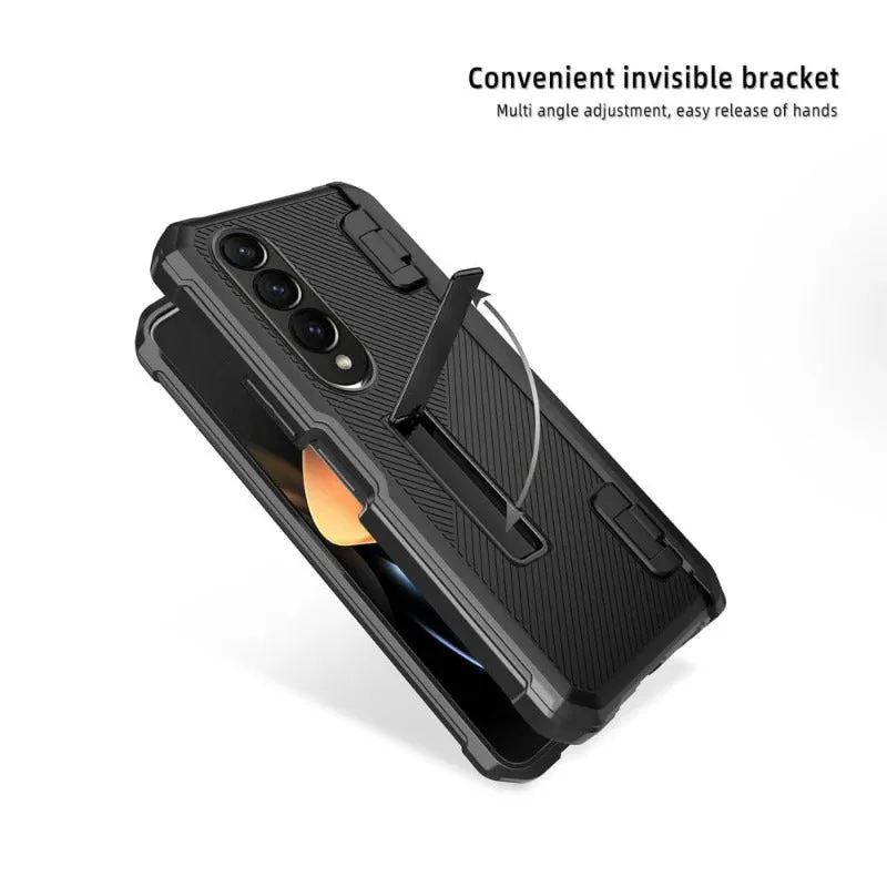 Magnetic Hinge Middle Push Side Phone Case With Pen Slot For Samsung Galaxy Z Fold 4