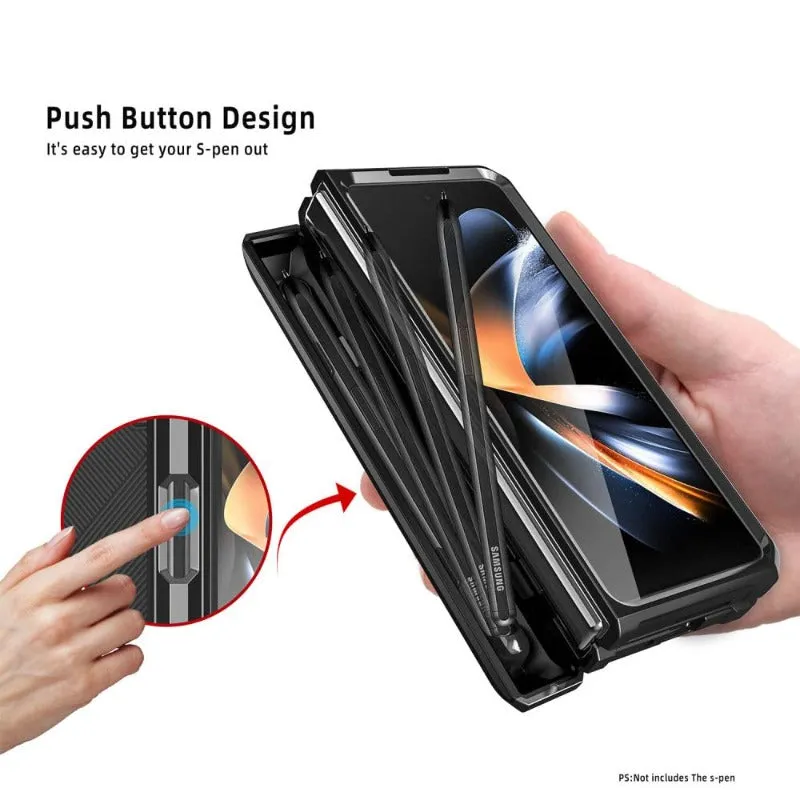 Magnetic Hinge Middle Push Side Phone Case With Pen Slot For Samsung Galaxy Z Fold 4