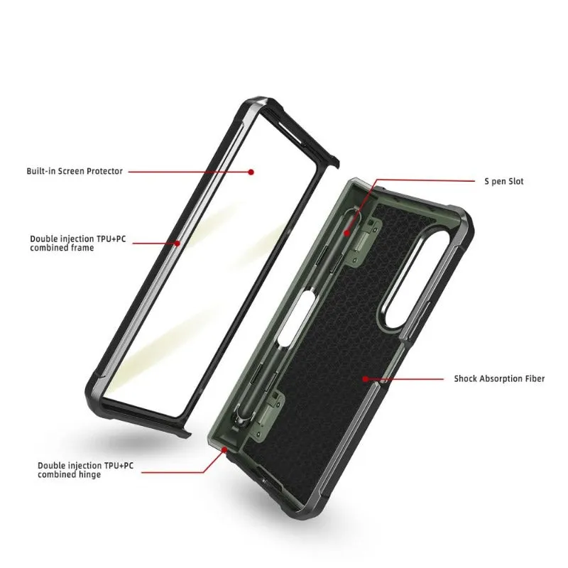 Magnetic Hinge Middle Push Side Phone Case With Pen Slot For Samsung Galaxy Z Fold 4