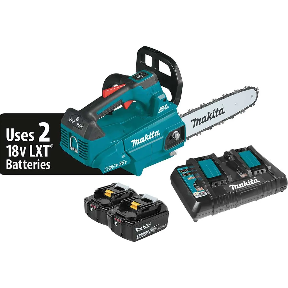 Makita 36V LXT® Li-Ion 14" Top Handle Chain Saw Kit with 2 Batteries XCU08PT