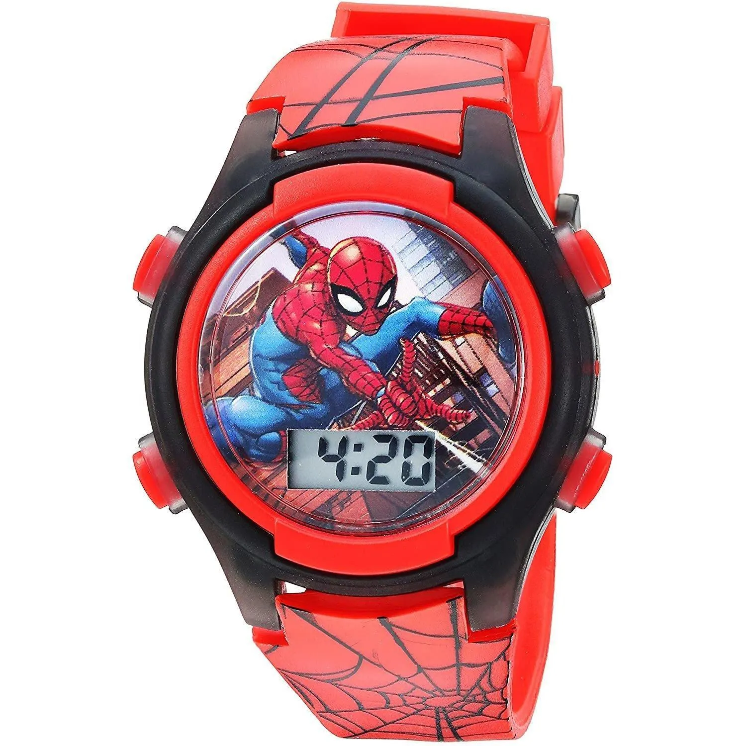 Marvel Boys Quartz Watch with Plastic Strap Red Spiderman SPD3515A