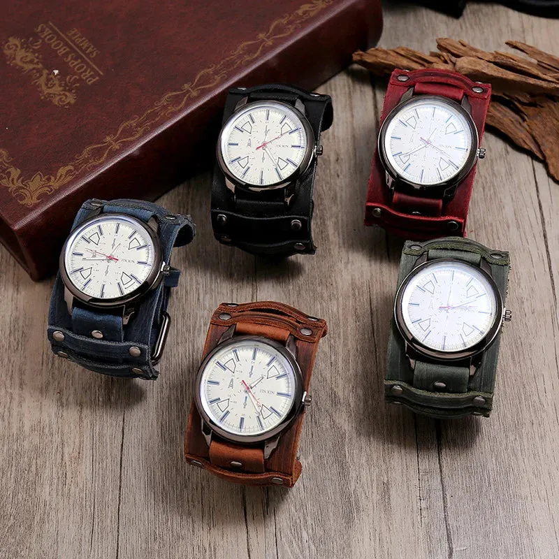 Men's Retro Style Genuine Leather Wristwatch