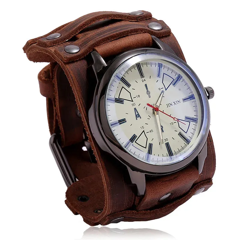 Men's Retro Style Genuine Leather Wristwatch