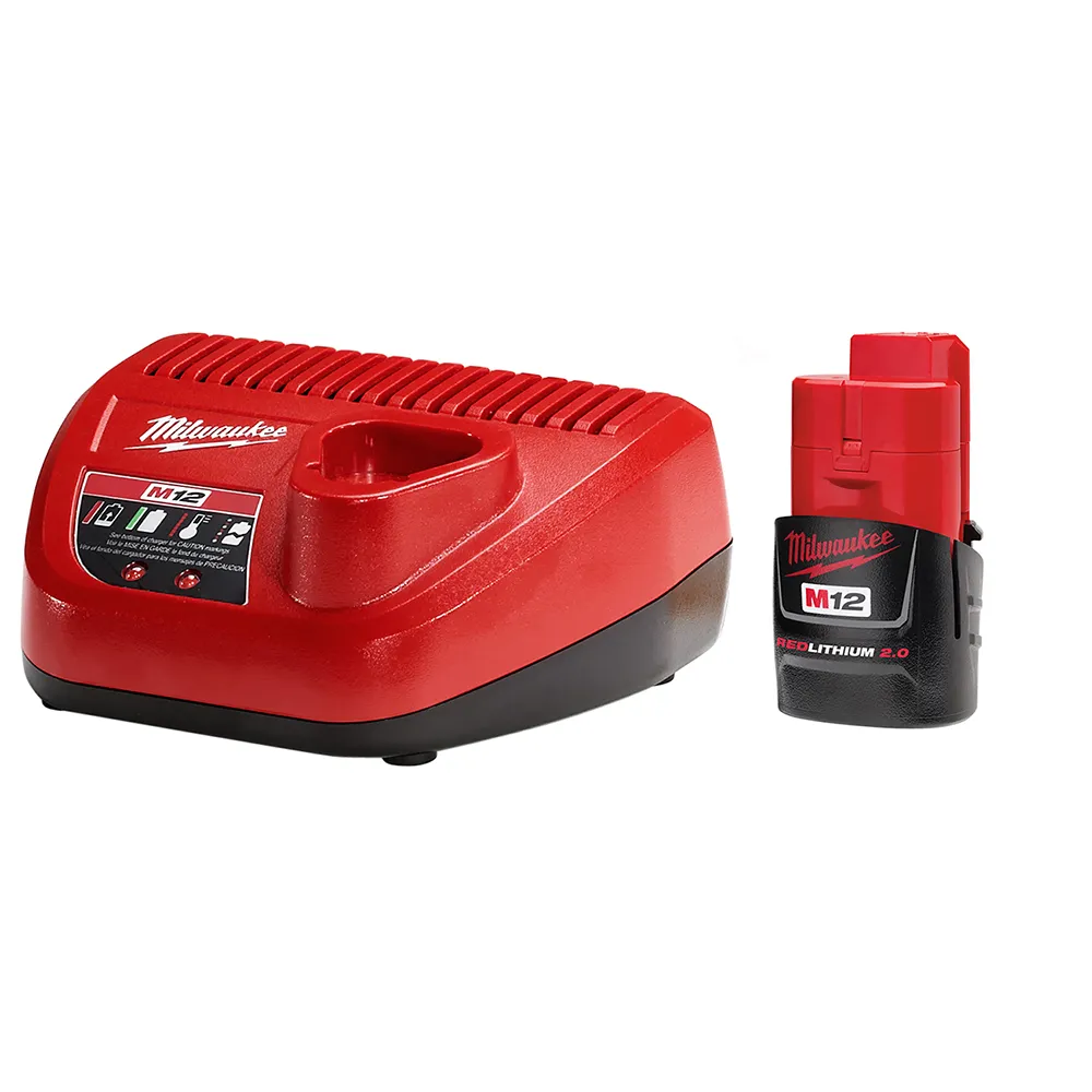 Milwaukee M12 Redlithium 2.0Ah Battery And Charger Starter Kit