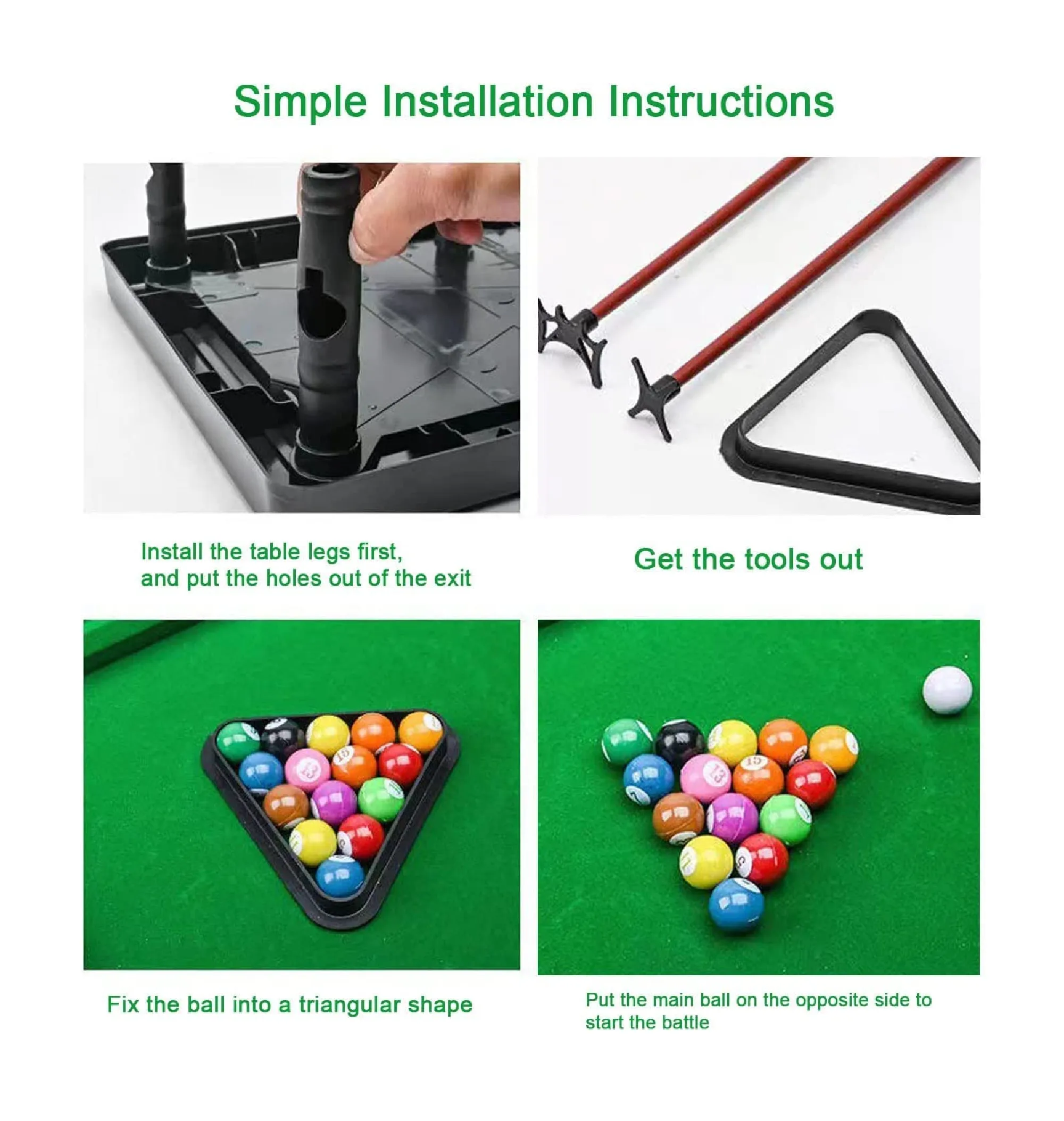 Mini Pool Table Game Pool Table Billiard Set with 11 Balls 2 cues and 1 Triangle Board Portable Game Table Indoor Outdoor Games Stress Relieving Table Game Set for Children and Adults