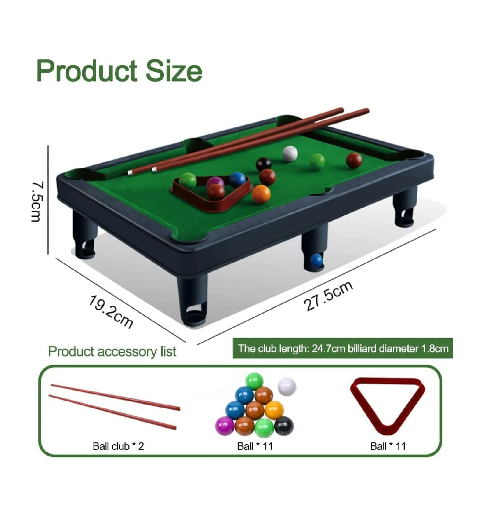 Mini Pool Table Game Pool Table Billiard Set with 11 Balls 2 cues and 1 Triangle Board Portable Game Table Indoor Outdoor Games Stress Relieving Table Game Set for Children and Adults