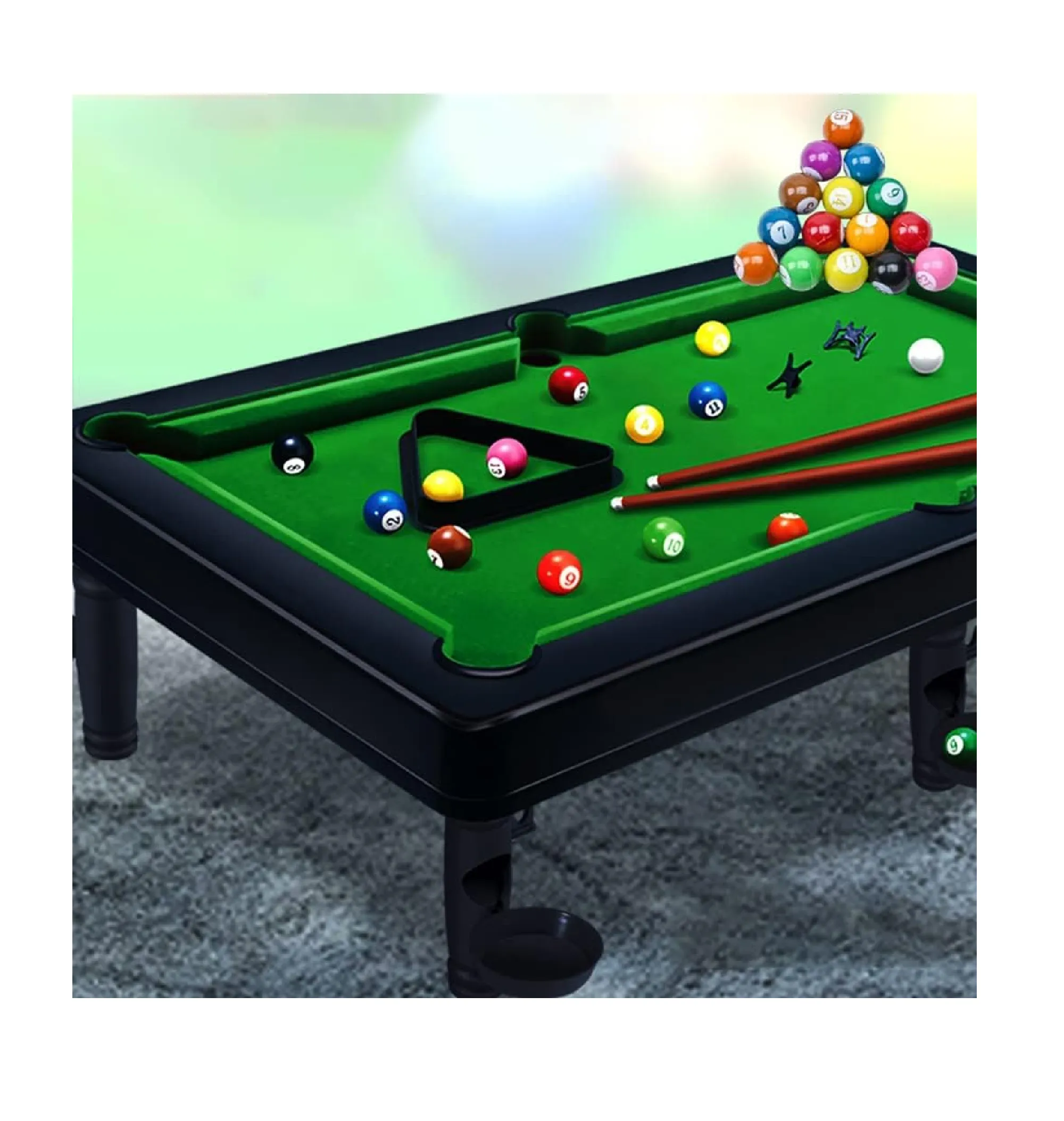 Mini Pool Table Game Pool Table Billiard Set with 11 Balls 2 cues and 1 Triangle Board Portable Game Table Indoor Outdoor Games Stress Relieving Table Game Set for Children and Adults