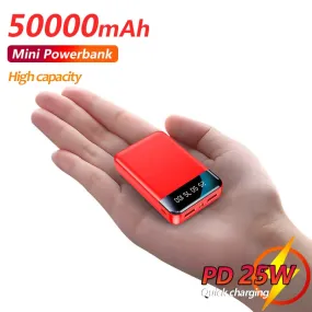 Mini Power Bank 50000mAh Portable External Battery Digital Display Fast Charging Mobilephone Charger for Xiaomi Samsung iPhone