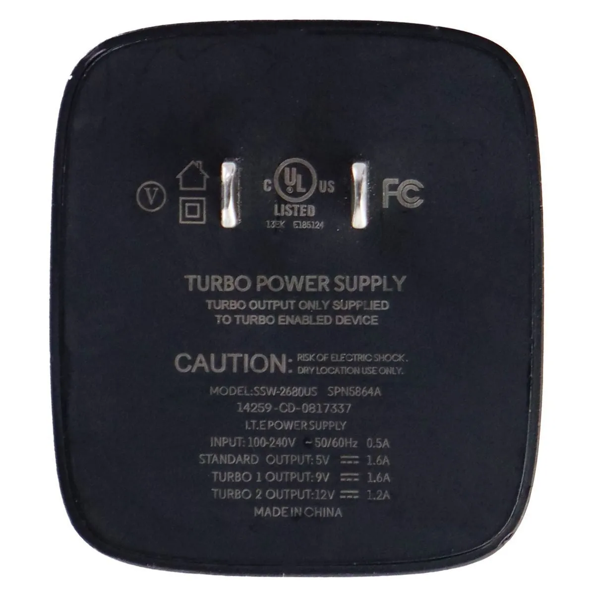 Motorola TurboPower 15 Wall Charger USB Adapter - Black (SSW-2680US / SPN5864A)