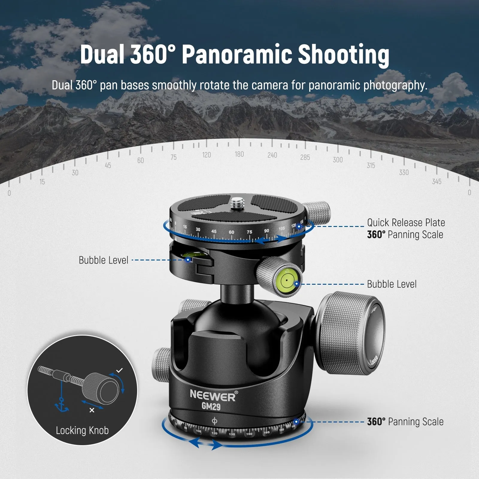 NEEWER GM29 Low Profile Tripod Head