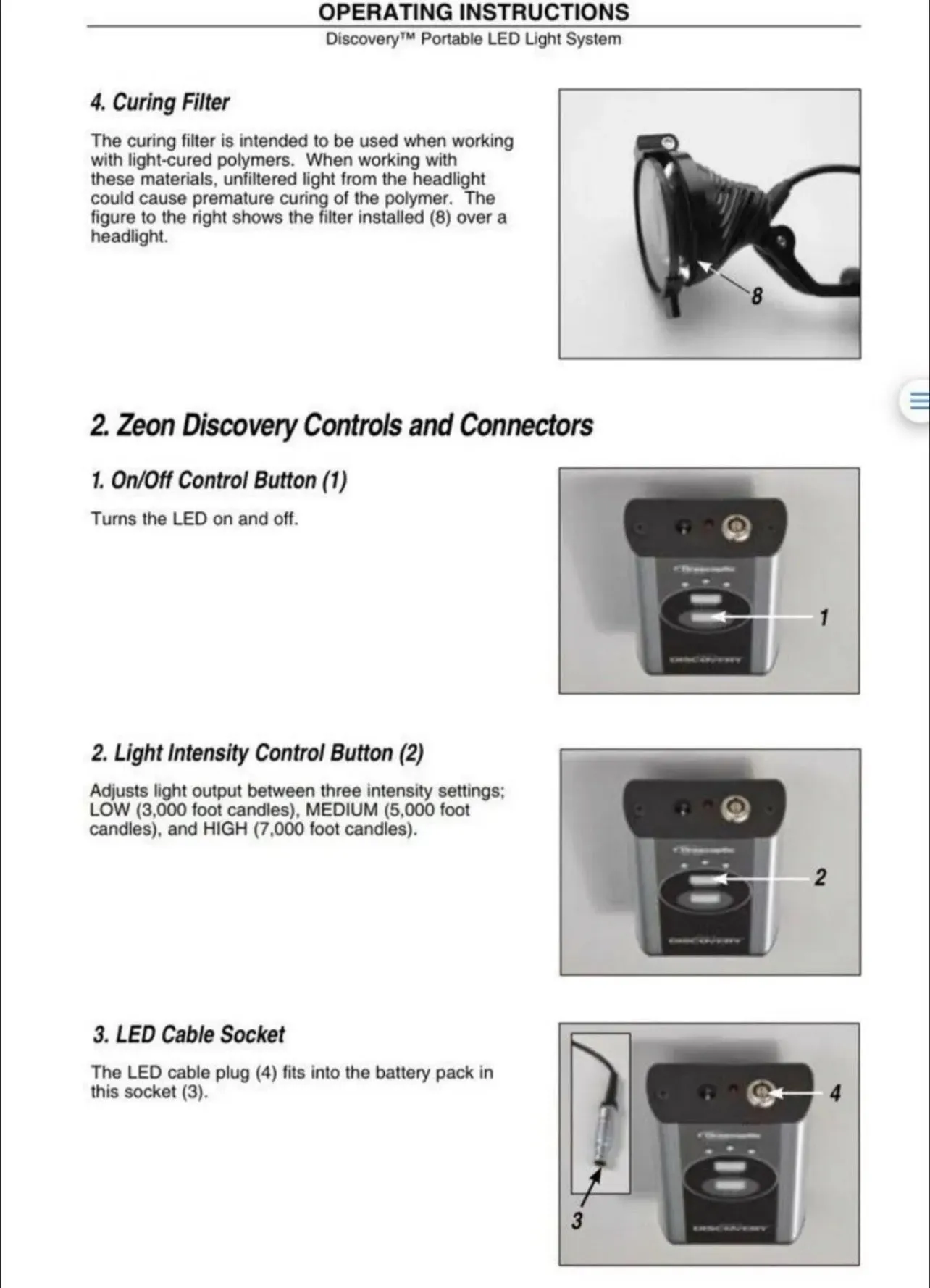 New Orascoptic Zeon Discovery Portable Dental Loupe Light Battery ONLY 1 year Warranty