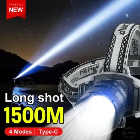 New Upgrade Powerful LED Headlamp Rechargeable Head Flashlight High Power Headlight Long Shot Head Lamps Outdoor Camping Lantern