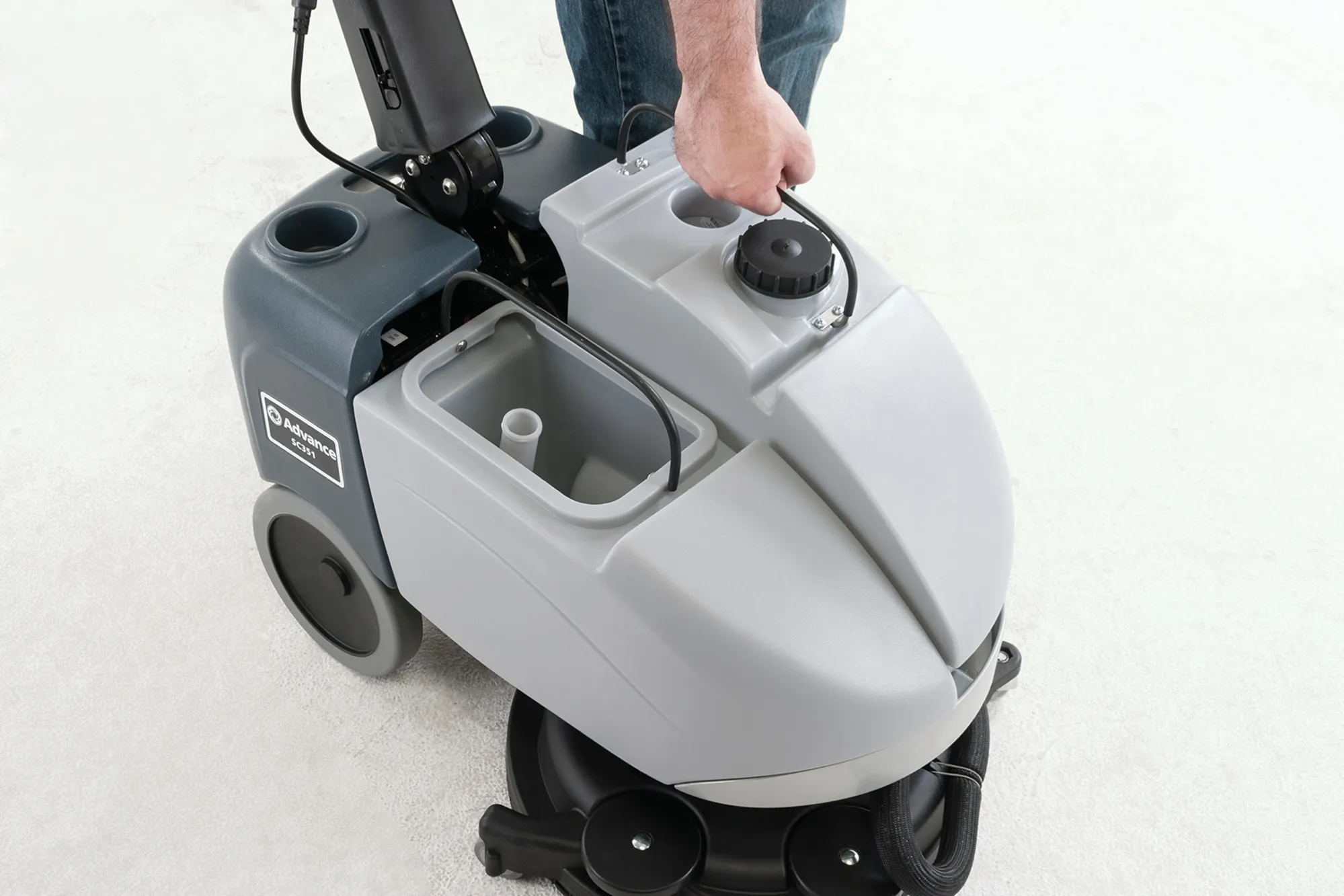 Nilfisk SC351 Portable Battery Powered Versatile Floor Scrubber Drier With Swivel Deck