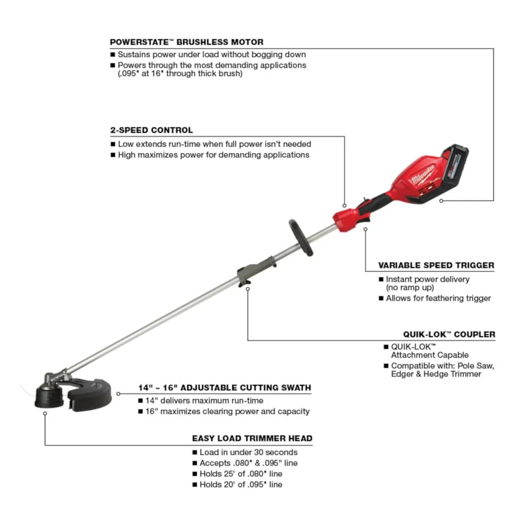 Open Box -  Milwaukee M18 FUEL 18-Volt Lithium-Ion Brushless Cordless QUIK-LOK String Trimmer/Blower Combo Kit with Battery & Charger (2-Tool)