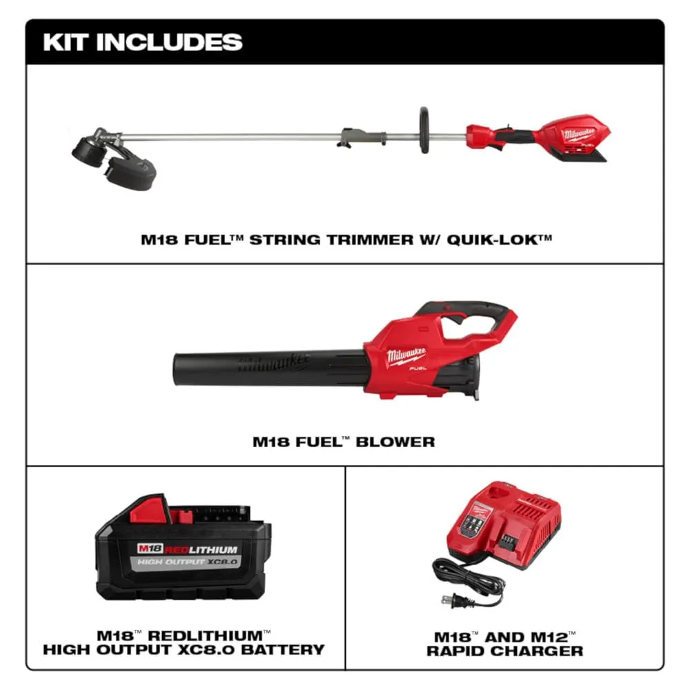 Open Box -  Milwaukee M18 FUEL 18-Volt Lithium-Ion Brushless Cordless QUIK-LOK String Trimmer/Blower Combo Kit with Battery & Charger (2-Tool)