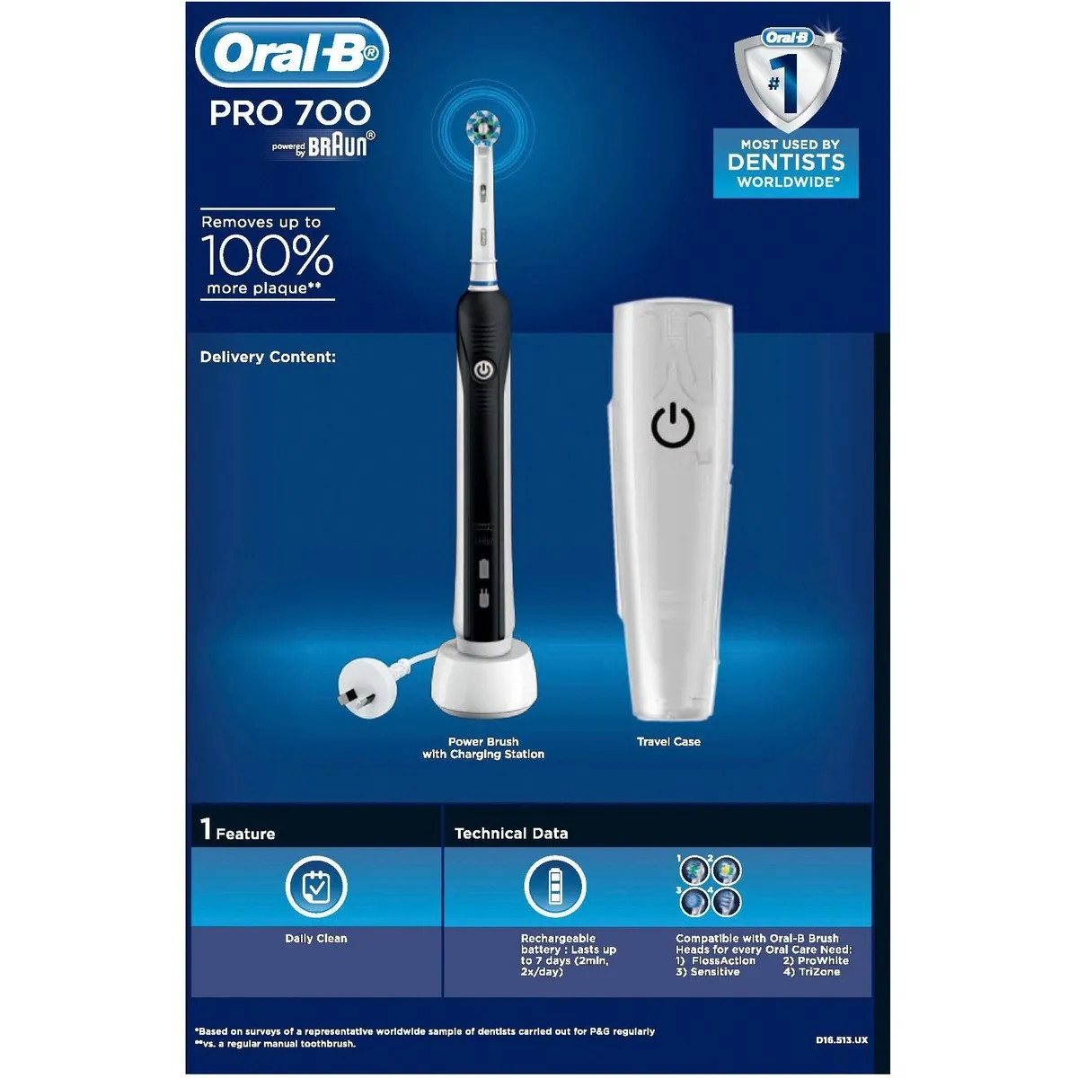 Oral-B Pro 700 Limited Edition Black CrossAction Electric Toothbrush