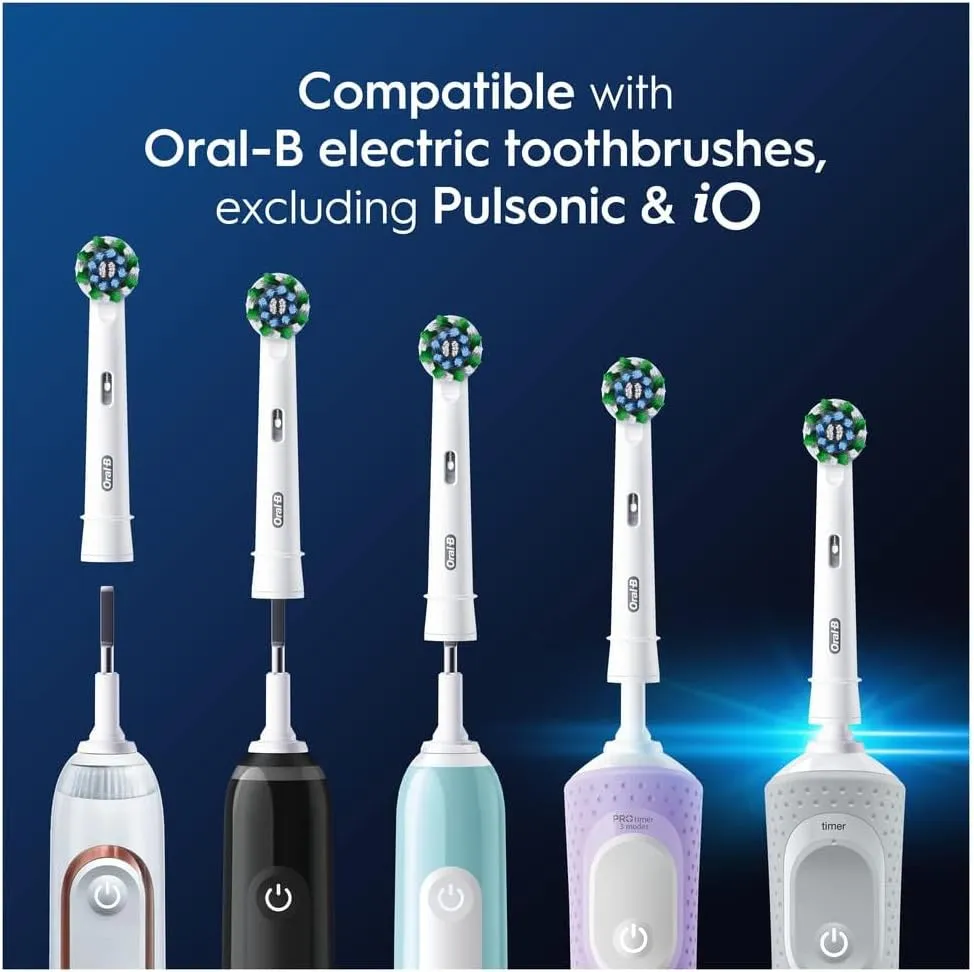 Oral-B Pro Cross Action Electric Toothbrush Head, X-Shape and Angled Bristles for Deeper Plaque Removal, Pack of 10 Toothbrush Heads, Suitable for Mailbox, White