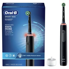 Oral-B Smart 1500 Rechargeable Electric Toothbrush, Black, 1 Ct