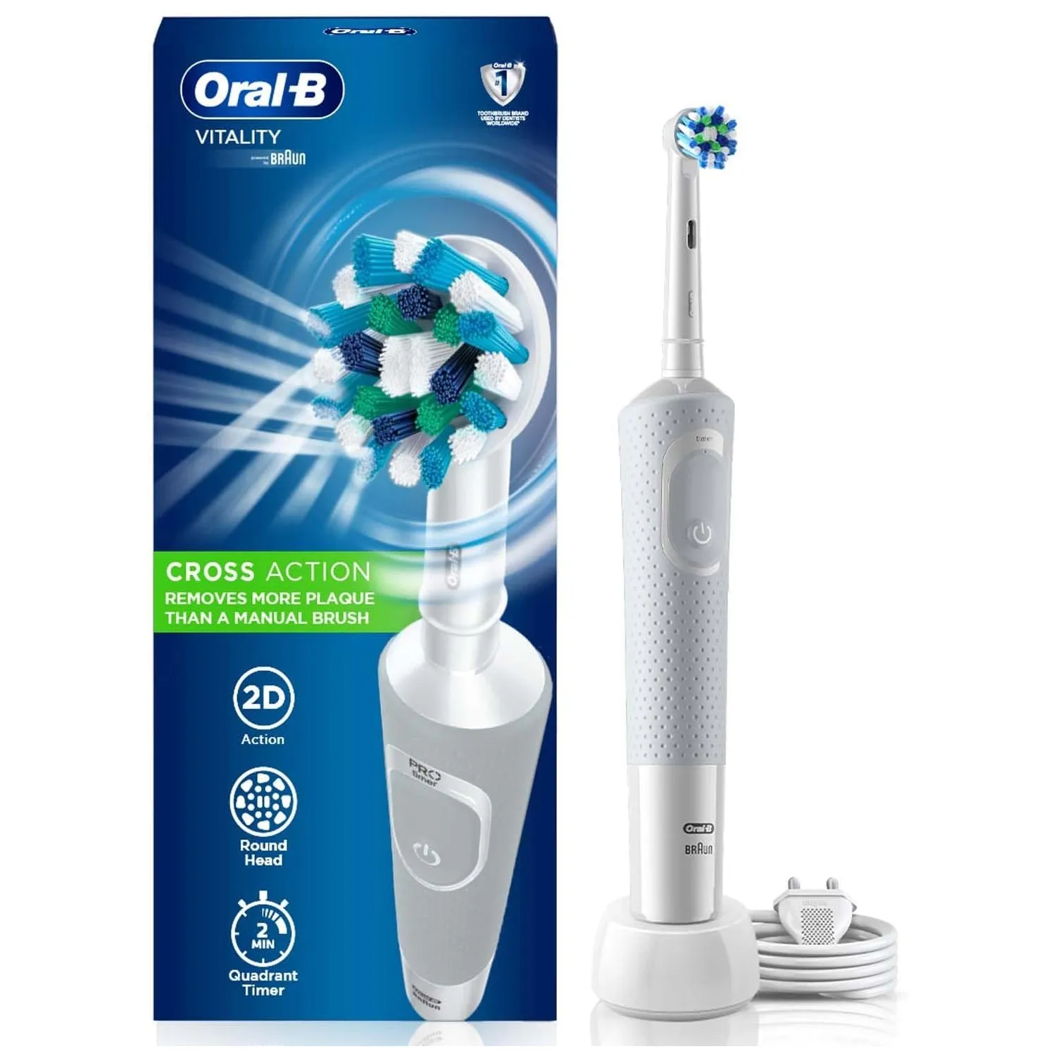 Oral-B Vitality 100 Crossaction 2D Action Rechargeable Electric Toothbrush