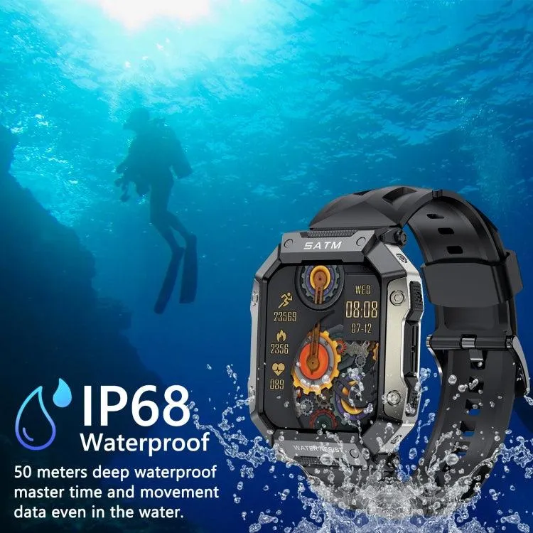 PG333 1.91-Inch Bluetooth Smart Sports Watch with Heart Rate and Blood Pressure Monitoring, Waterproof Fitness Tracker