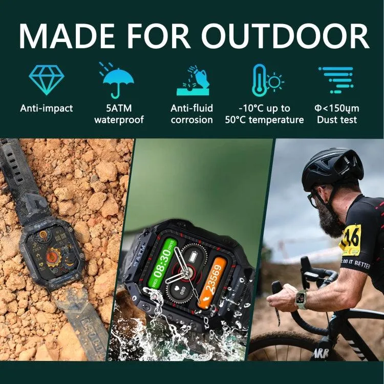 PG333 1.91-Inch Bluetooth Smart Sports Watch with Heart Rate and Blood Pressure Monitoring, Waterproof Fitness Tracker