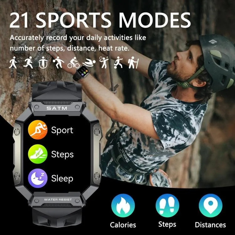 PG333 1.91-Inch Bluetooth Smart Sports Watch with Heart Rate and Blood Pressure Monitoring, Waterproof Fitness Tracker