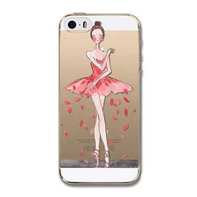 Phone Back Cases For iPhone 5 iPhone 5s SE Ultra Thin Soft TPU Silicon Printed Animals Flower Beauty Girl Back Case Cover