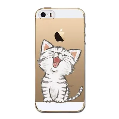 Phone Back Cases For iPhone 5 iPhone 5s SE Ultra Thin Soft TPU Silicon Printed Animals Flower Beauty Girl Back Case Cover