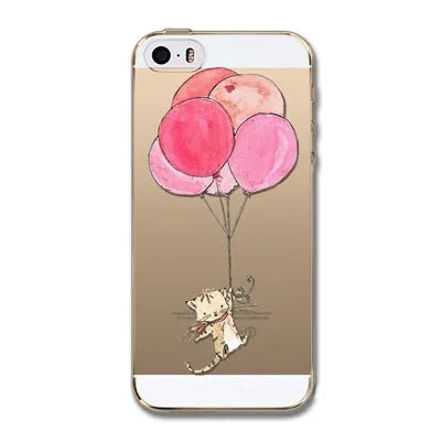 Phone Back Cases For iPhone 5 iPhone 5s SE Ultra Thin Soft TPU Silicon Printed Animals Flower Beauty Girl Back Case Cover