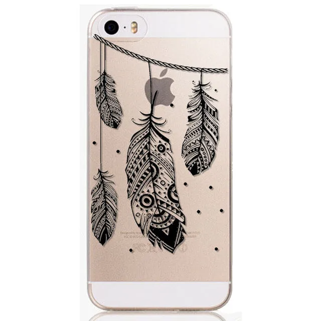 Phone Back Cases For iPhone 5 iPhone 5s SE Ultra Thin Soft TPU Silicon Printed Animals Flower Beauty Girl Back Case Cover