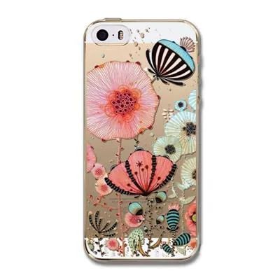 Phone Back Cases For iPhone 5 iPhone 5s SE Ultra Thin Soft TPU Silicon Printed Animals Flower Beauty Girl Back Case Cover