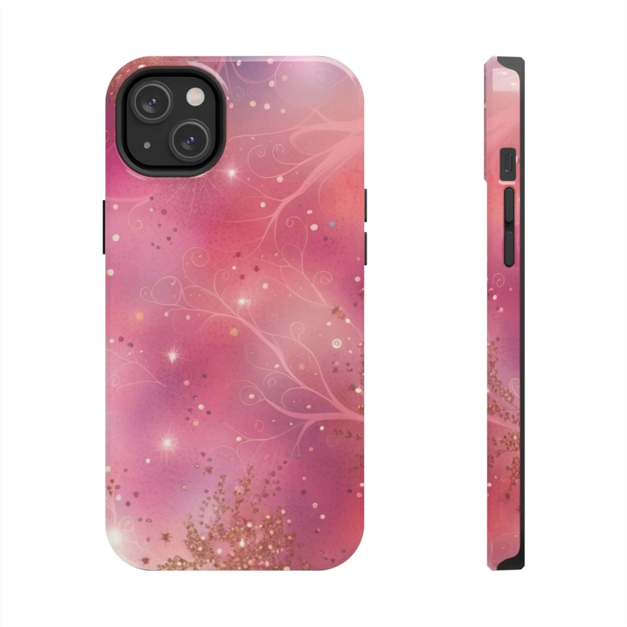 Pink and Gold Pattern Design Tough Phone Case compatible with a large variety of iPhone models, Phone Case, Gift