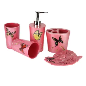 Pink Butterflies Bathroom Accessory Set