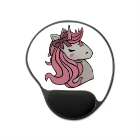 Pink Hair Unicorn Head Mouse Pad With Wrist Rest