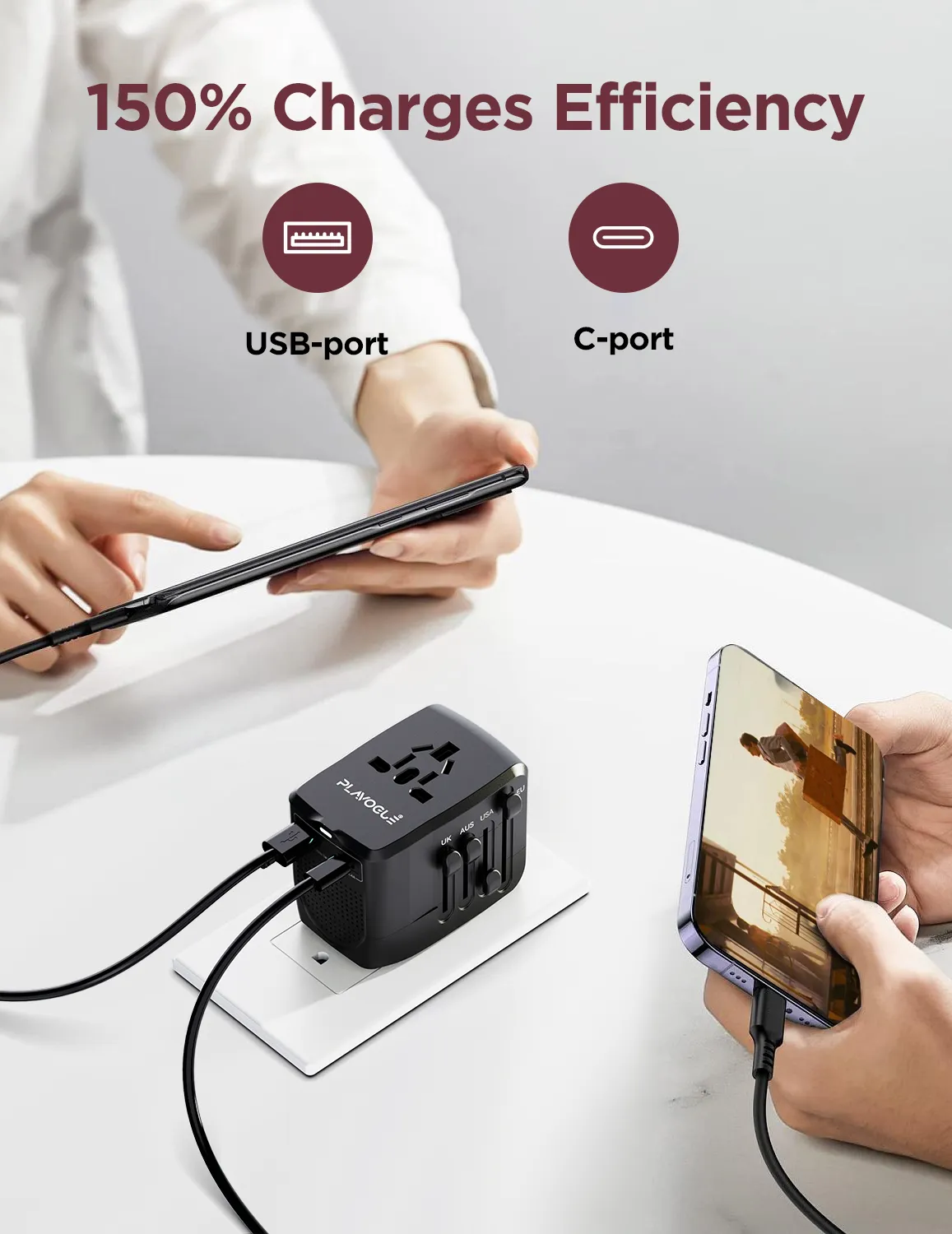 PLAVOGUE Voltage Converter Travel Adapter 220 to 110 Voltage Converter US to EU,AUS,UK,International Travel Over 200  Countries