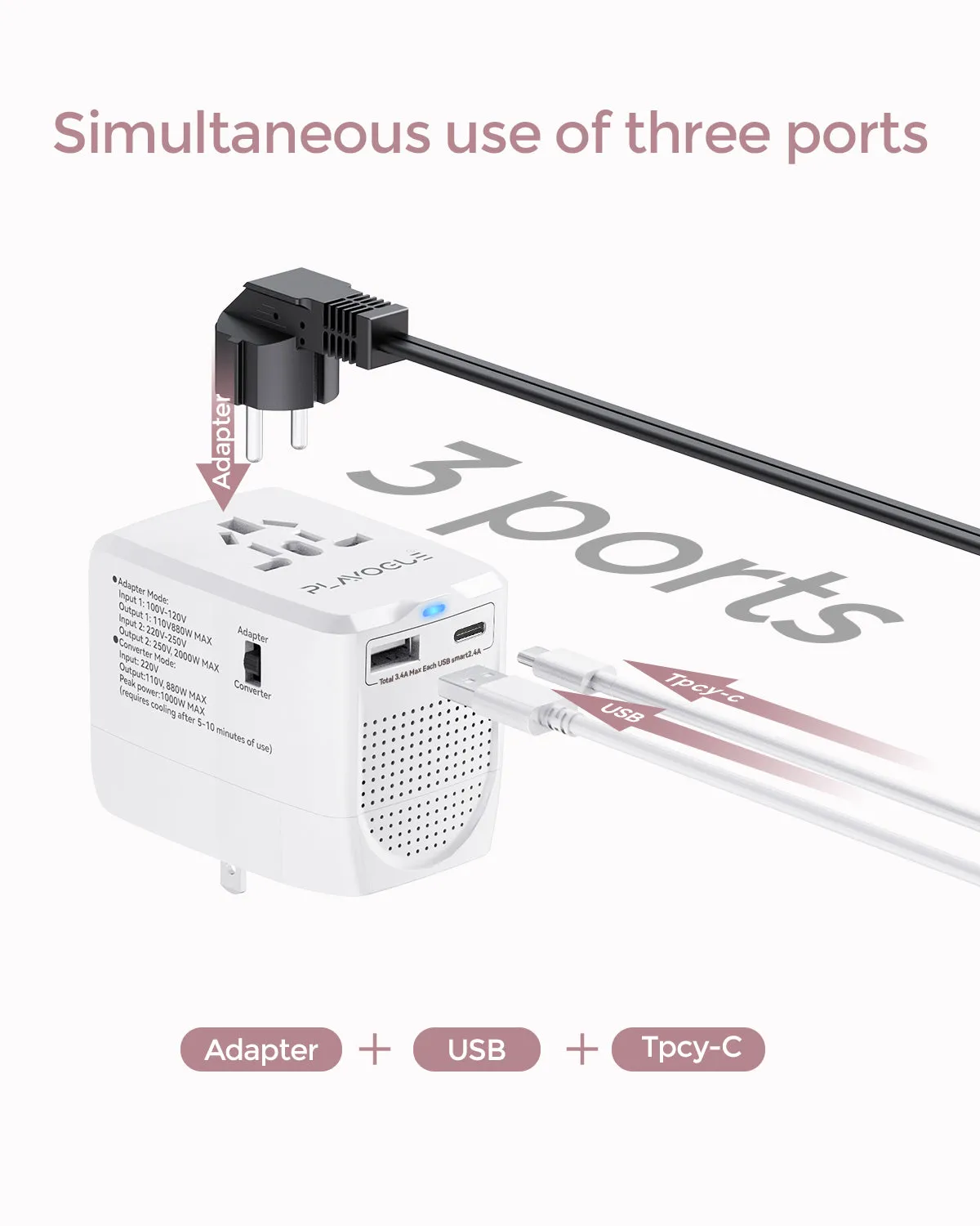 PLAVOGUE Voltage Converter Travel Adapter 220 to 110 Voltage Converter US to EU,AUS,UK,International Travel Over 200  Countries