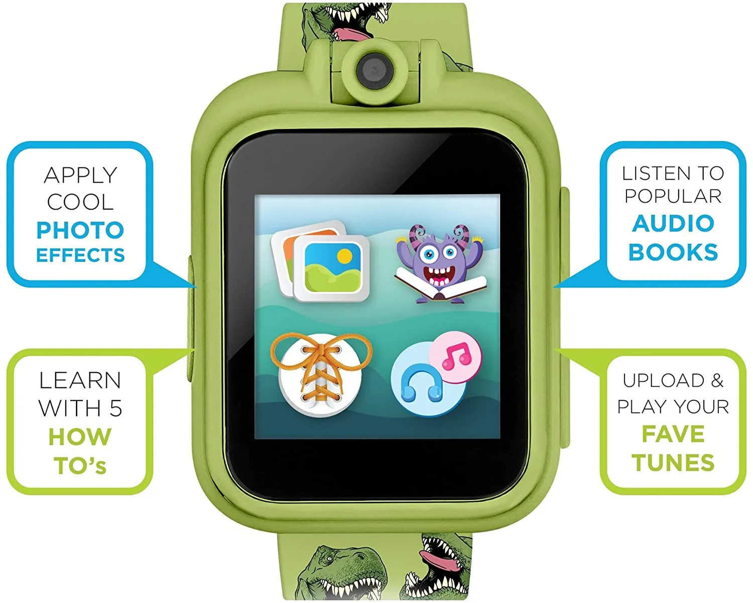 PlayZoom 2 Kids Smartwatch & Earbuds Set: Green Dinosaur Print