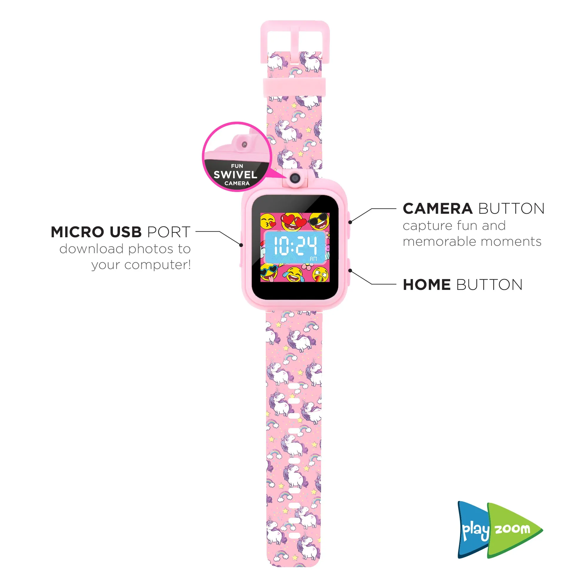 PlayZoom Smartwatch for Kids: Blush Unicorn