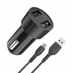 Porodo Dual Usb Car Charger Porodo Dual Usb Car Charger 3.4A With 1.2M/4Ft Micro Usb