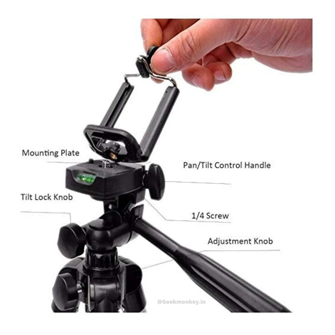 Portable &amp; Foldable Camera Tripod with Mobile Clip Holder Bracket (PB3310)