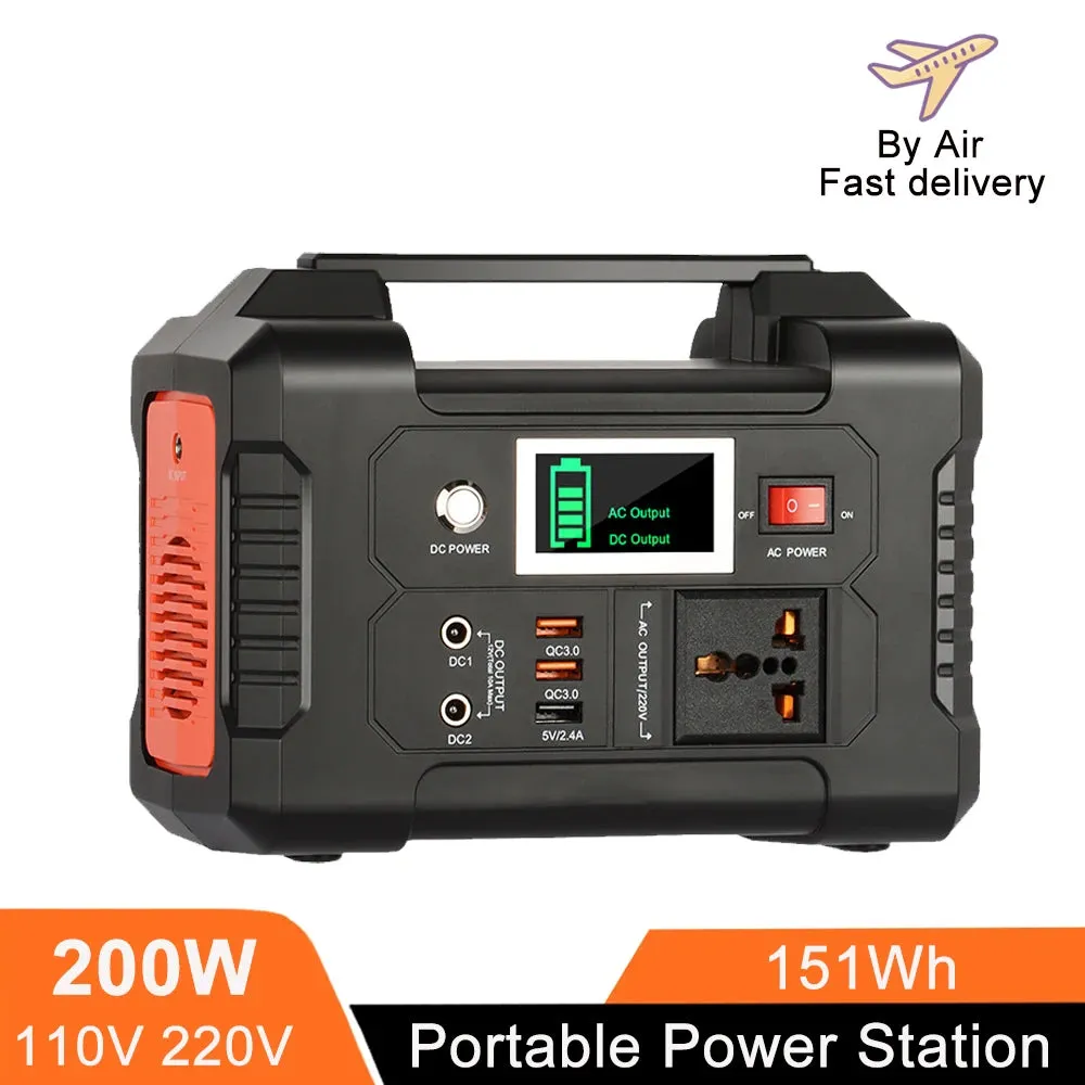 Portable Power Station 200W 151Wh Solar Generator Outdoor Emergency Energy Power Supply 110V 220V Power Bank For Camping Phone