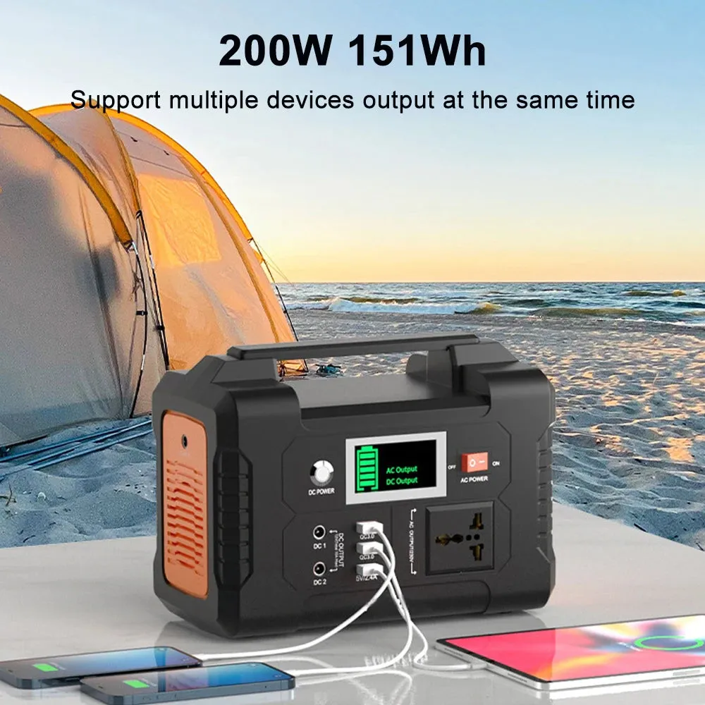 Portable Power Station 200W 151Wh Solar Generator Outdoor Emergency Energy Power Supply 110V 220V Power Bank For Camping Phone