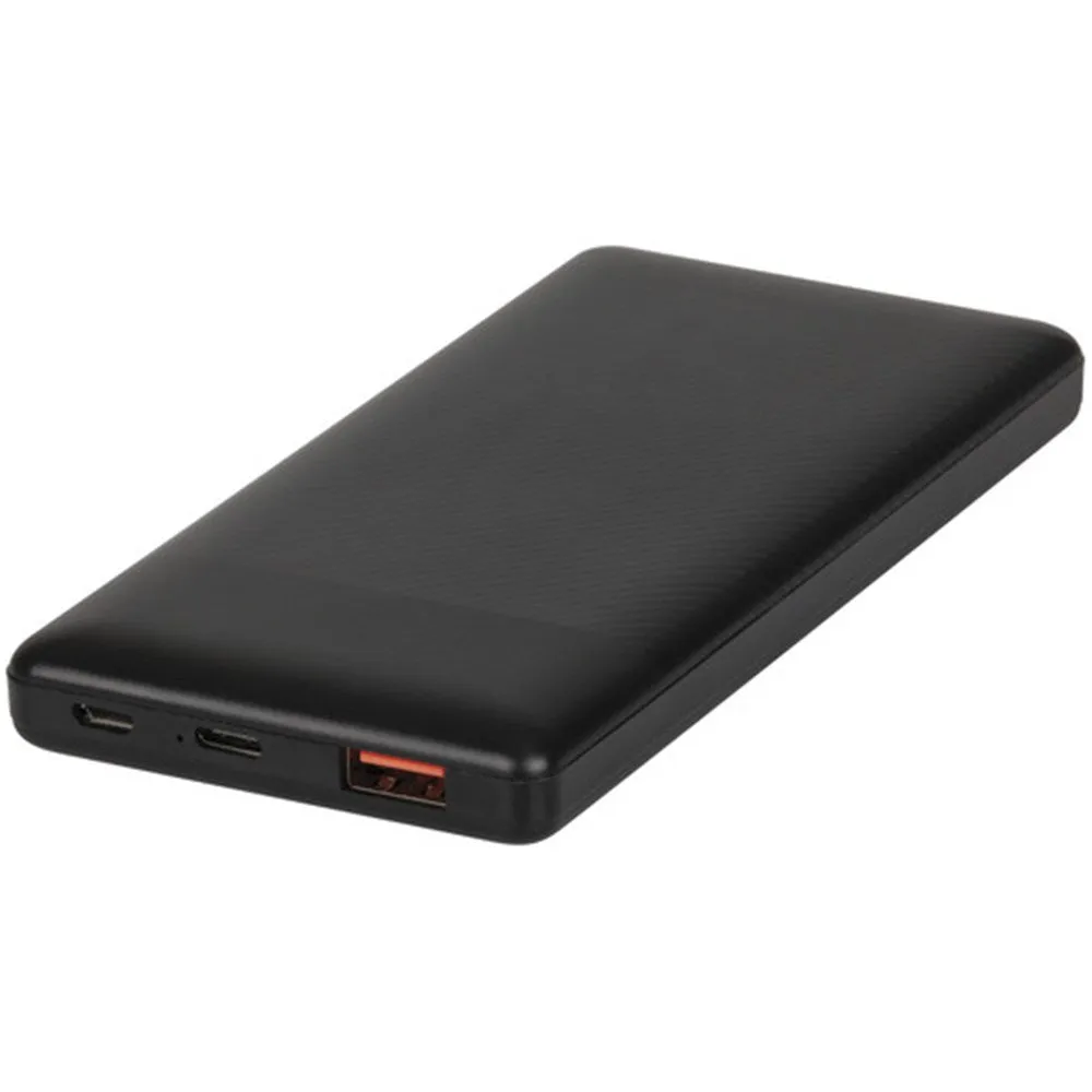 Powertech MB3810 Compact 10,000mAh Power Bank with High Output USB-C and QC 3.0 USB-A Port - Black