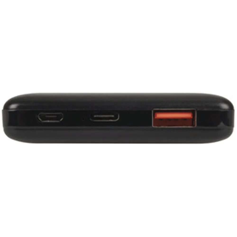 Powertech MB3810 Compact 10,000mAh Power Bank with High Output USB-C and QC 3.0 USB-A Port - Black